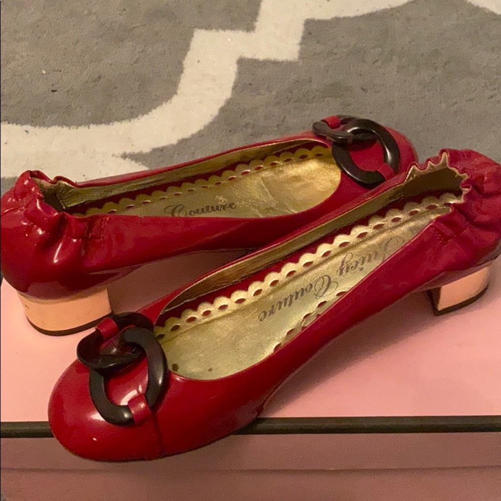 Juicy couture red heeled flats